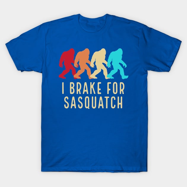 I Brake For Sasquatch Vintage Bigfoot Design T-Shirt by narekmug